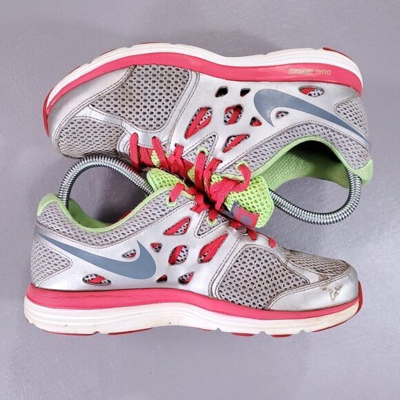 Nike Dual Fusion Lite Running Shoe Womens 7 Gray Neon Green Athletic Gym Sneaker - Picture 2 of 13